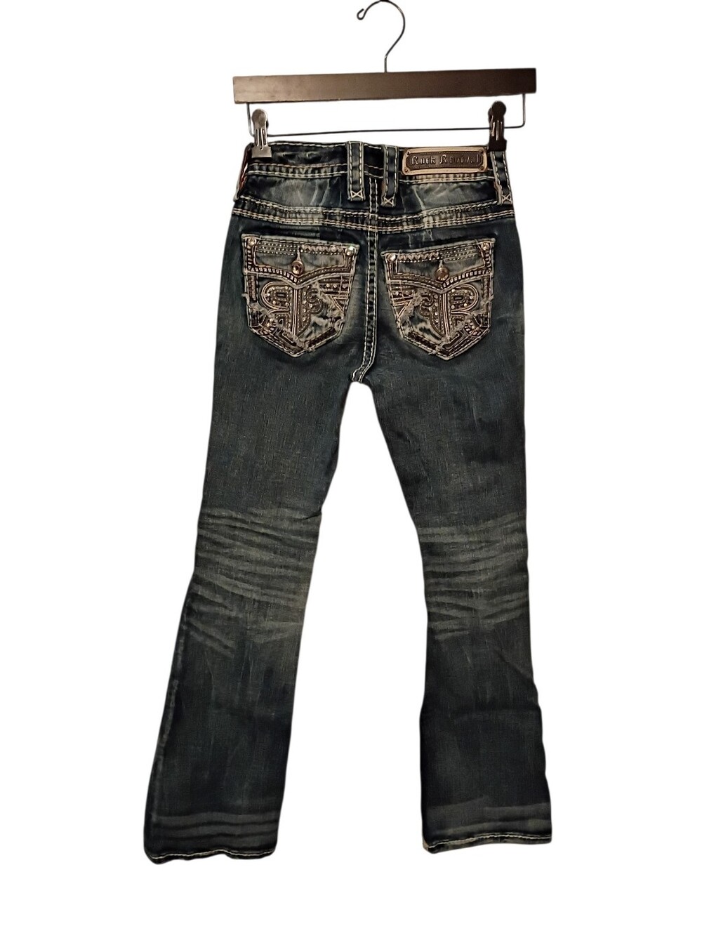 Rock Revival Semah Mid-Rise Boot Stretch Ripped Jeans Ladies Size 24 - Picture 4 of 16